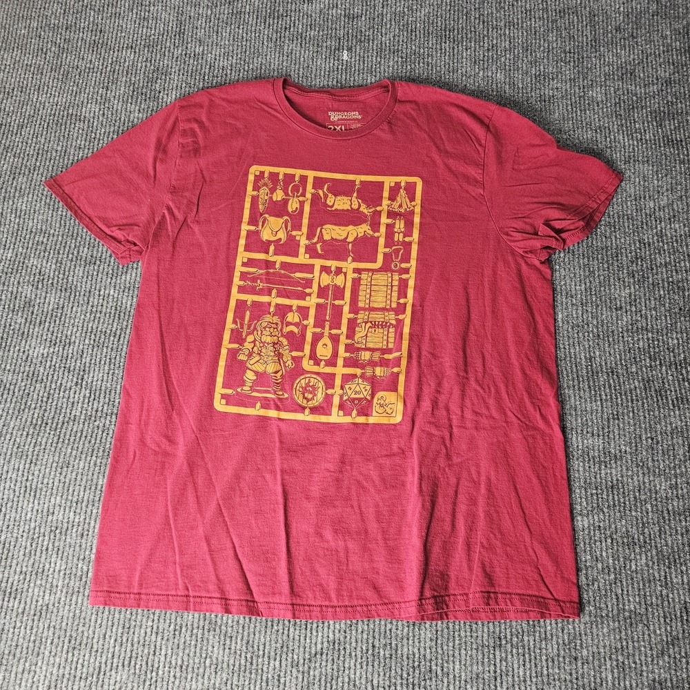 Dungeons‎ & Dragons Shirt Mens 2XL Red Loot Wear Adventurer Gear Graphic Tee
